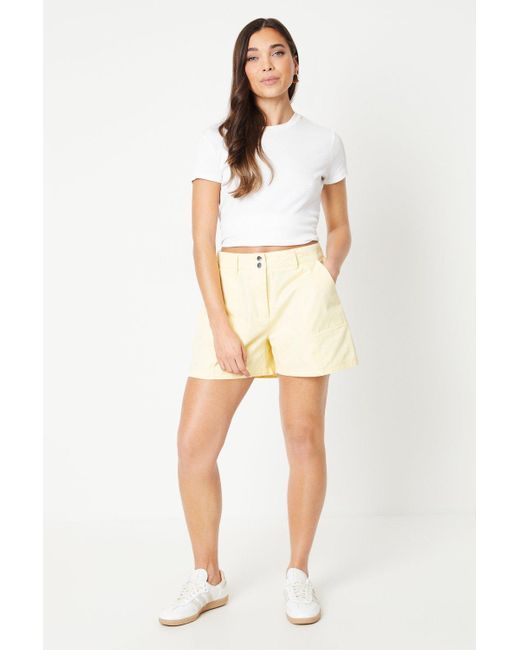 Oasis Natural Petite Twill Contrast Stitch Shorts