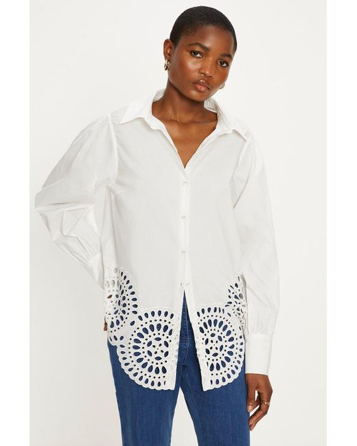 Oasis White Premium Cutwork Oversized Shirt