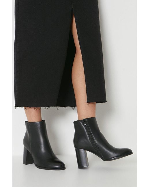Oasis Black June Almond Toe High Stacked Block Heel Ankle Boots