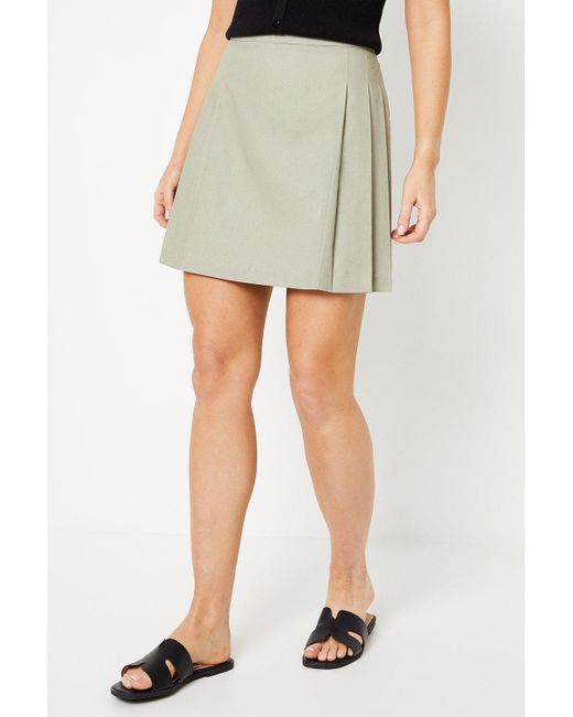 Oasis Green Linen Pleated Skirt