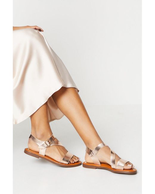 Oasis Natural Layel Asymmetric Flat Sandals
