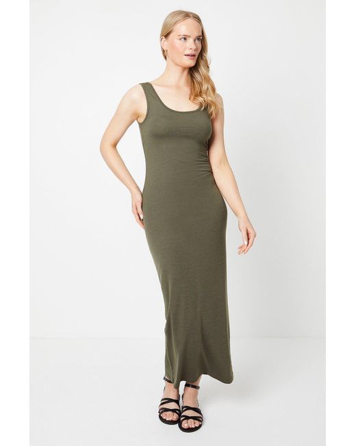 Oasis Green Plain Jersey Bodycon Maxi Dress