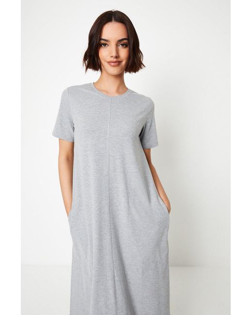 Oasis White Plain Trapeze Midi T-shirt Dress