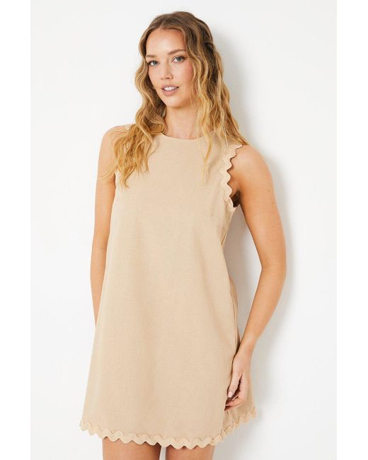 Oasis Natural Scallop Edge Mini Shift Dress