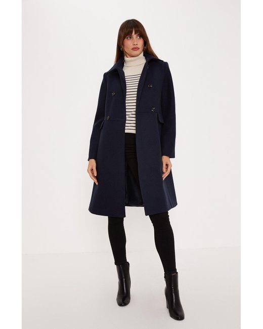Oasis Blue Double Breasted Dolly Coat