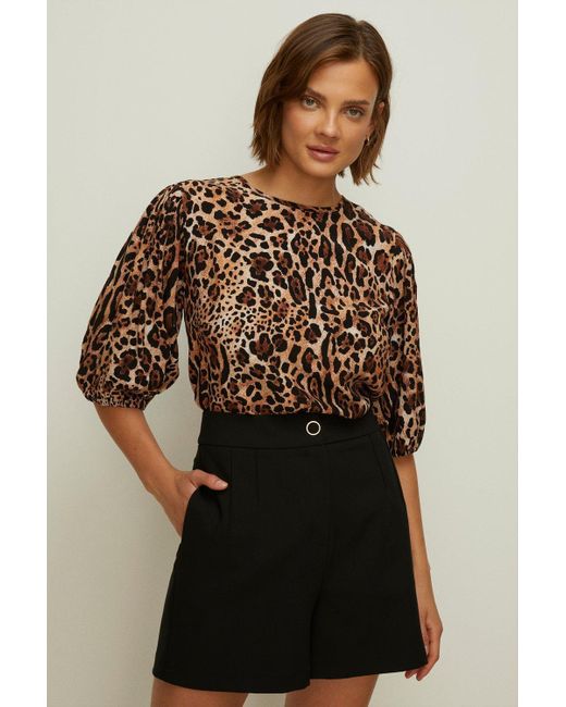 Oasis Brown Neutral Animal Print Shell Top
