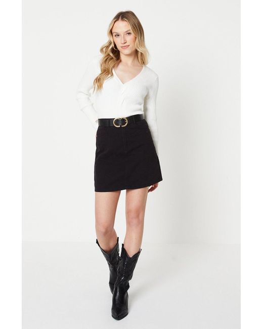 Oasis White Denim Mini Skirt