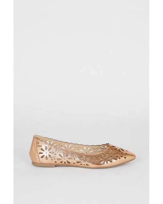 Oasis Blue Shimmer Cut Out Pointed Ballet Flats