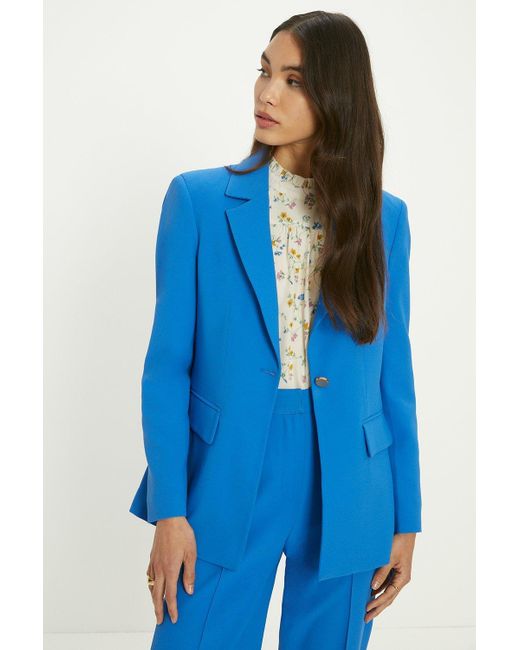 Oasis Blue Smart Tailored Button Detail Blazer