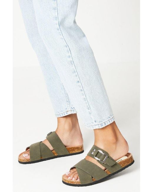Oasis White Bethany Cross Strap Buckle Detail Slider Footbed Sandals