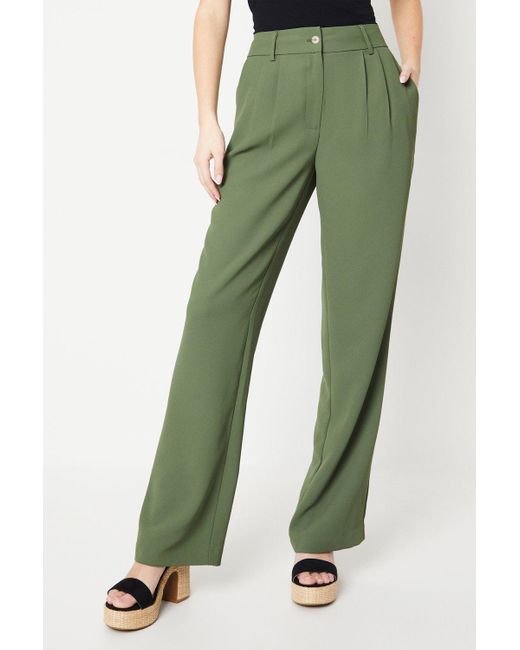 Oasis Green Pleat Front Relaxed Tailored Trouser