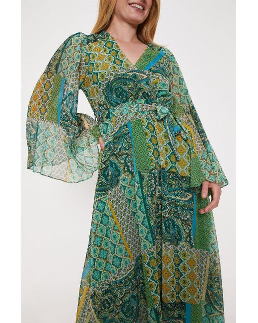 Oasis green top wrap dress