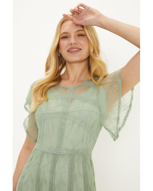 Oasis Green Premium Delicate Lace Maxi Bridesmaids Dress