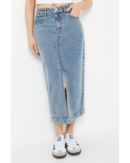 Oasis Blue Pocket Detail Denim Midi Skirt