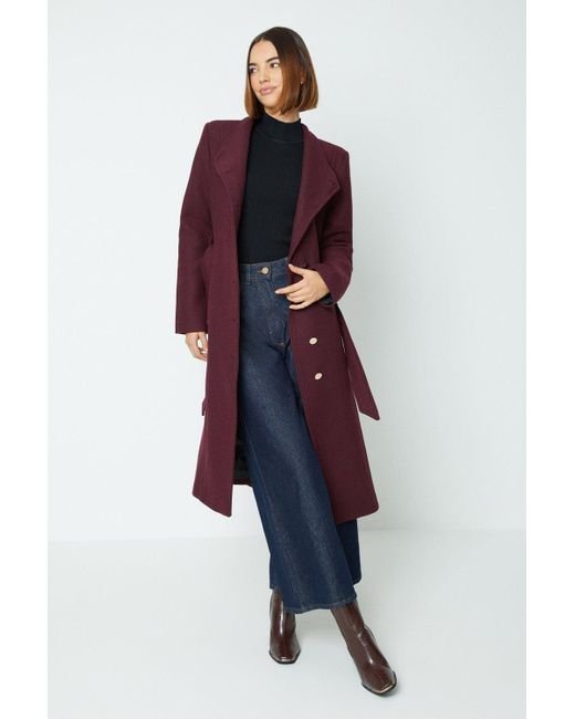 Oasis Red Premium Italian Wool Mix Long Wrap Tie Coat