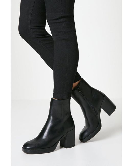 Oasis Black Jette Slim Fit High Block Heel Platform Ankle Boots