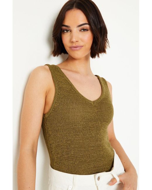 Oasis Green V Neck Knitted Tank