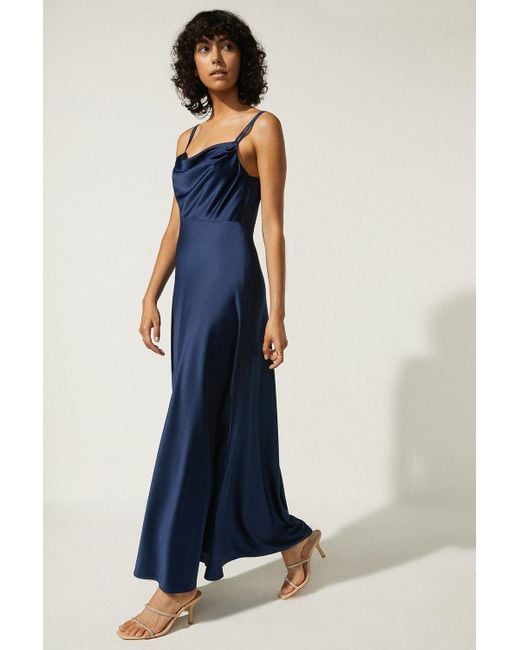 Oasis Blue Cowl Double Strap Midi Dress