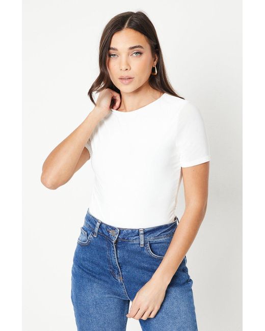 Oasis White Petite Double Layer Tshirt Bodysuit