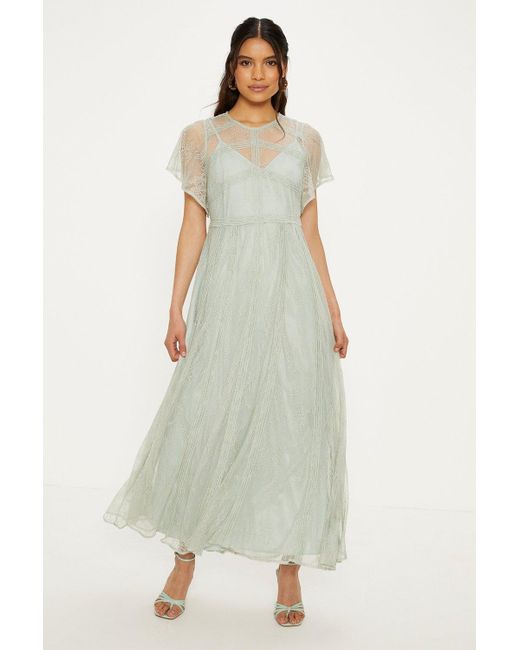 Oasis White Premium Delicate Lace Maxi Dress