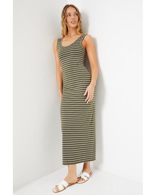 Oasis Green Stripe Jersey Bodycon Maxi Dress