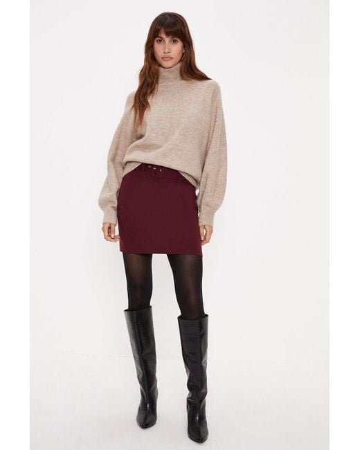 Oasis red leather clearance skirt