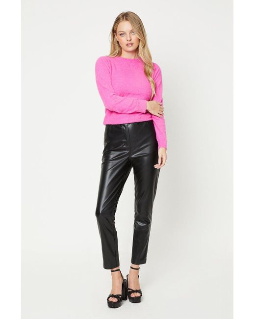Oasis Pink Faux Leather Slim Leg Trouser
