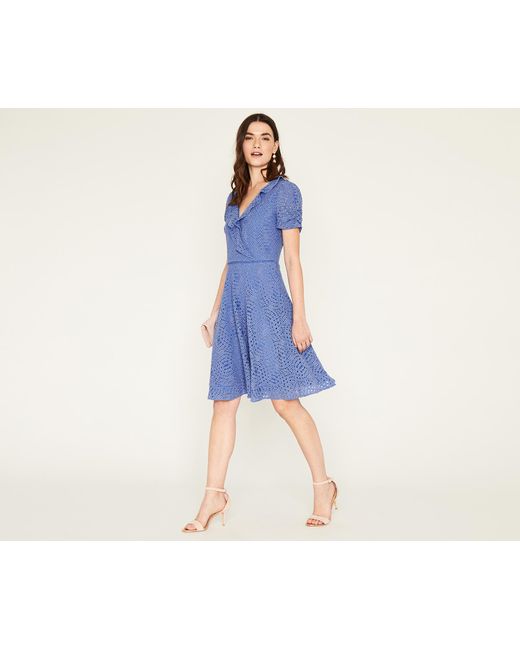 Oasis Blue Long Lace Tea Dress