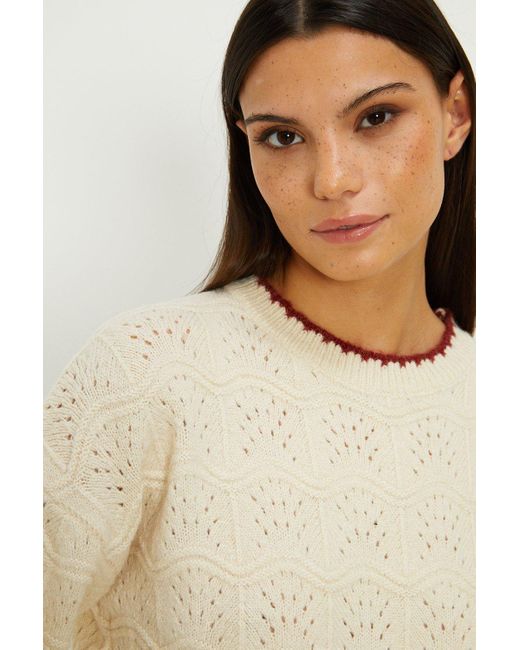 Oasis Natural Wool Mix Pretty Pointelle Jumper