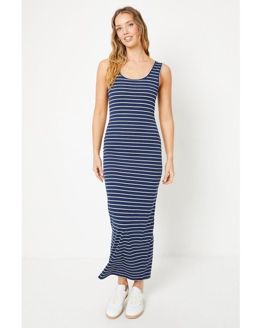 Oasis Blue Stripe Jersey Bodycon Maxi Dress