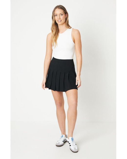 Oasis Black Pleated Tailored Mini Skirt