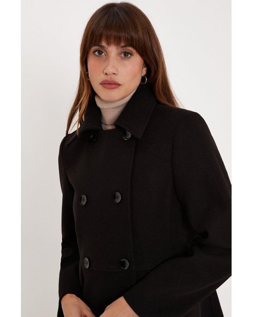 Oasis Black Double Breasted Dolly Coat