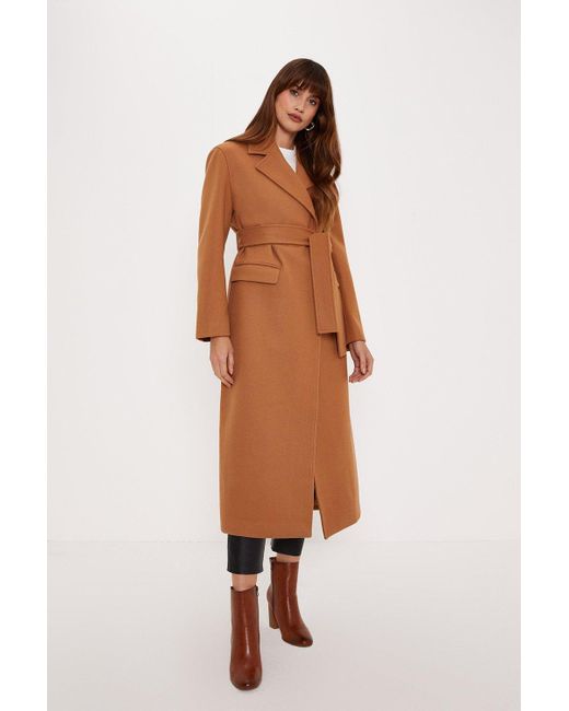 Oasis Natural Double Breasted Maxi Wrap Coat