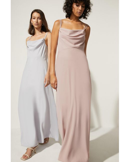 Oasis Pink Cowl Double Strap Midi Dress