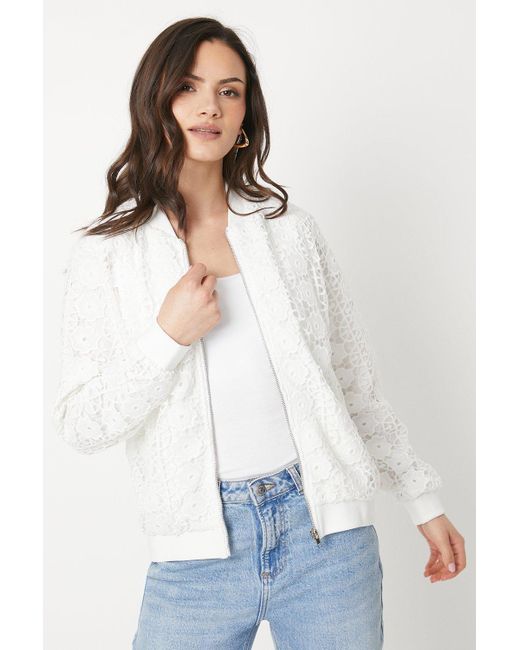Oasis White Lace Bomber Jacket