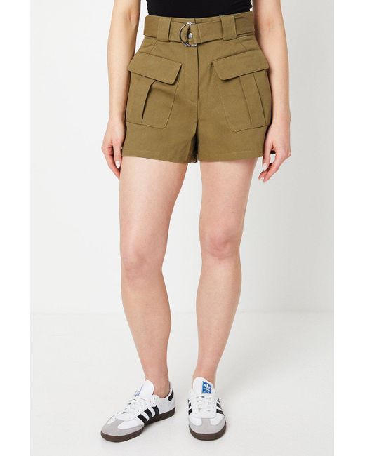 Oasis Green Twill Cargo Pocket Tailored Shorts