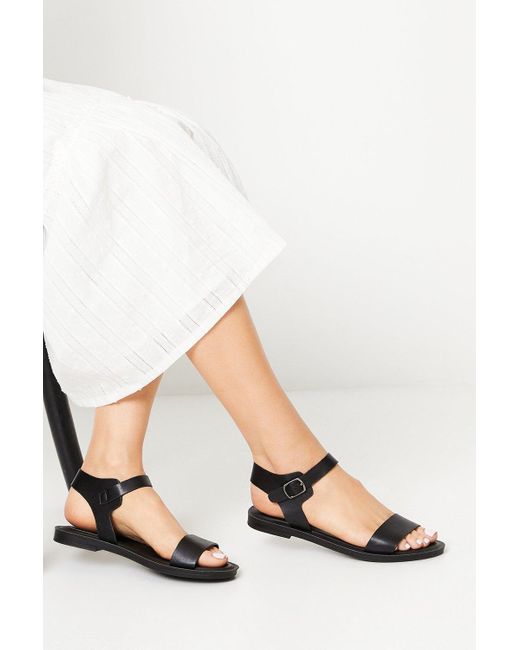 Oasis Black Idalia Comfort Ankle Strap Flat Sandals