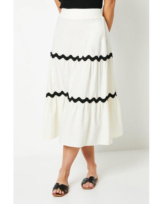 Oasis White Plain Cotton Tiered Maxi Skirt
