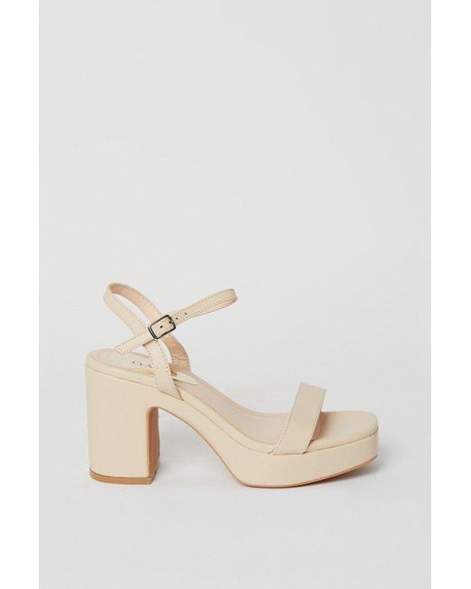 Oasis Maddie Platform High Block Heeled Sandals in Natural | Lyst UK