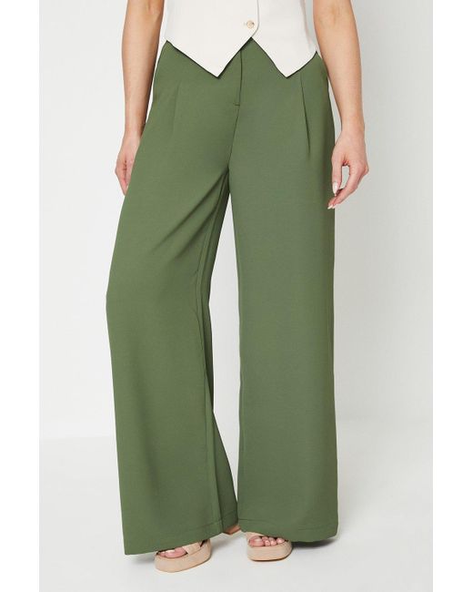 Oasis Green Tailored Wide Leg Trouser