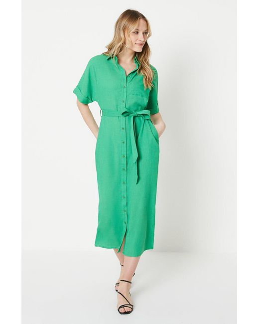 Oasis Green Belted Midaxi Shirt Dress