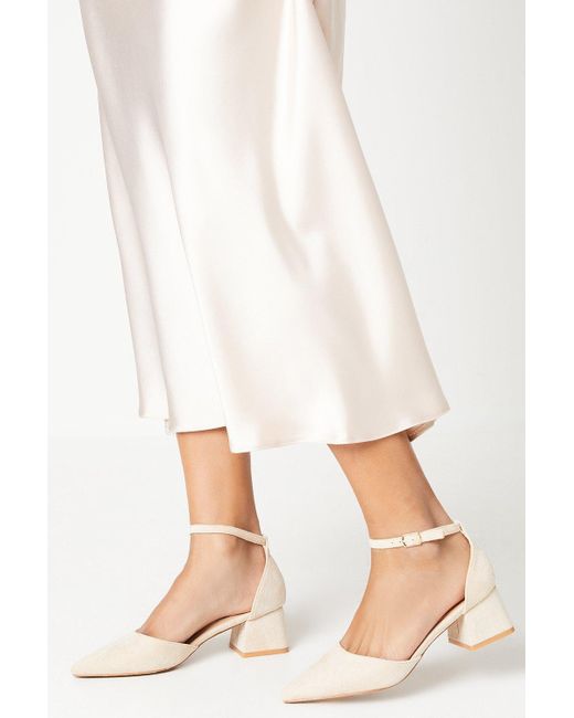Oasis Natural Vita Low Block Heel Pointed Court Shoes