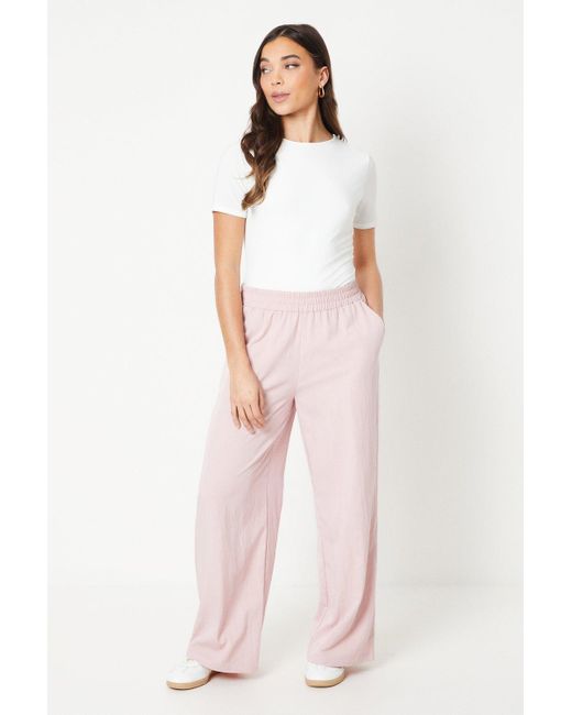 Oasis Pink Petite Soft Twill Elastic Waist Trouser