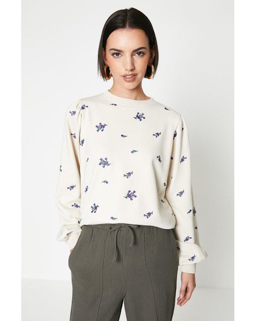Oasis White Floral Embroidered Sweatshirt