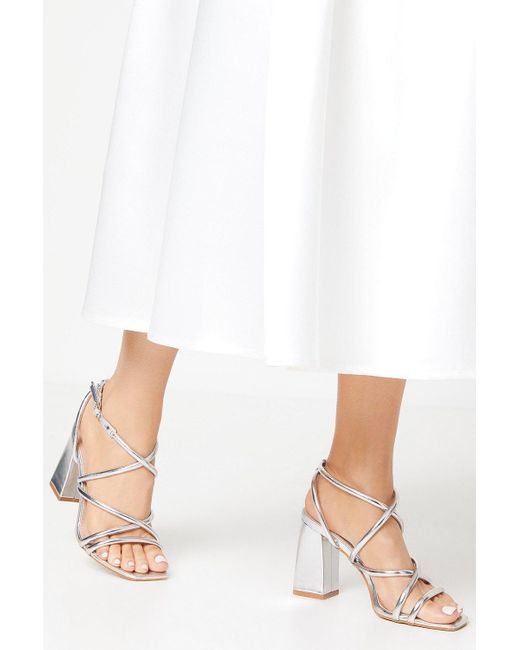 Oasis White Molly Strappy Block Heeled Sandals