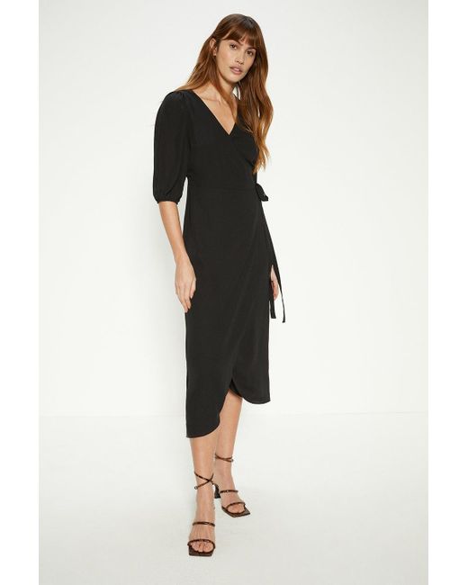 Oasis black sales wrap dress