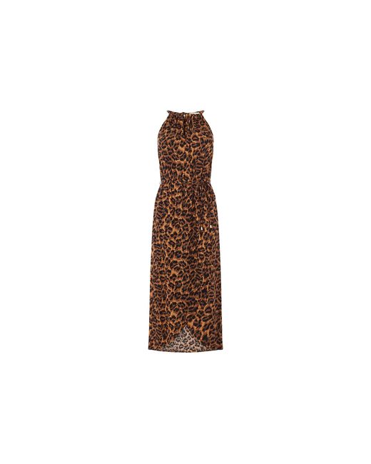 Oasis Brown Leopard Halter Dress