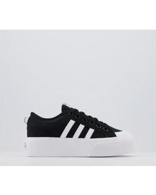 adidas Originals Nizza Platform Black Leather - Trainers Shoes - Awesome Shoes