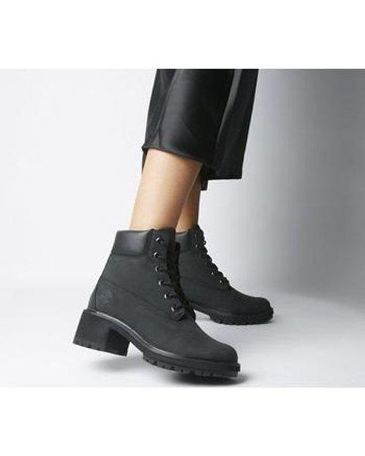 timberland kinsley lace up heeled ankle boots in black