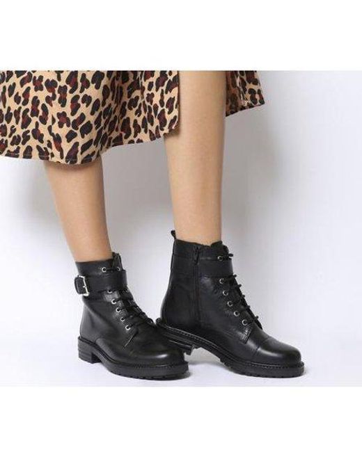 black lace up biker boots